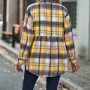 Small Yellow Gathered Plaid Pocket Top