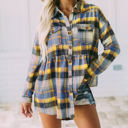 Small Yellow Gathered Plaid Pocket Top