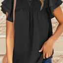 Small Black Gathered Ruffled Dotted Top