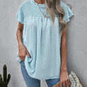 Small Blue Gathered Ruffled Dotted Top