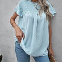 Small Blue Gathered Ruffled Dotted Top