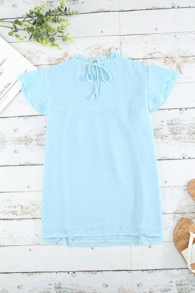 Gathered Ruffled Dotted Top