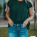 Large Green Gathered Ruffled Dotted Top