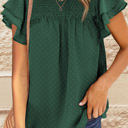 Small Green Gathered Ruffled Dotted Top