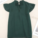 Small Green Gathered Ruffled Dotted Top