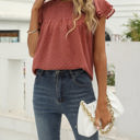 Small Mauve Red Gathered Ruffled Dotted Top