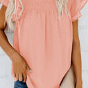 Large Pink Gathered Ruffled Dotted Top