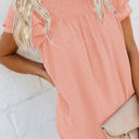 Small Pink Gathered Ruffled Dotted Top