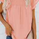 Small Pink Gathered Ruffled Dotted Top