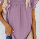 Large Purple Gathered Ruffled Dotted Top