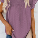 Small Purple Gathered Ruffled Dotted Top