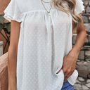 Small White Gathered Ruffled Dotted Top