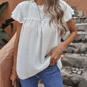 Small White Gathered Ruffled Dotted Top