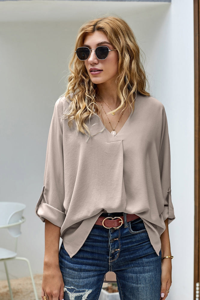 Sleeve Tab Pleated Top