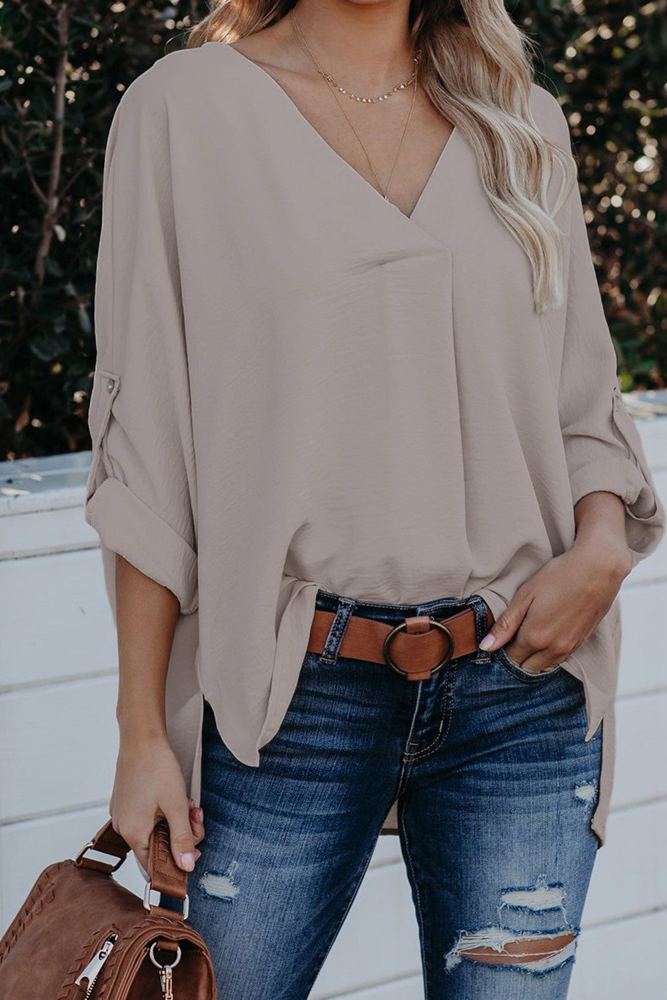 Sleeve Tab Pleated Top