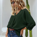 Medium Green Sleeve Tab Pleated Top