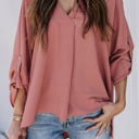 Medium Pink Sleeve Tab Pleated Top