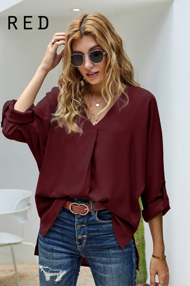 Sleeve Tab Pleated Top