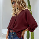 Small Red Sleeve Tab Pleated Top