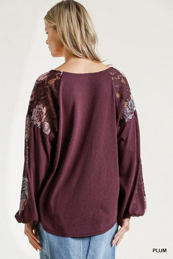 Floral Lace Sleeve Top