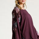 Medium Plum Floral Lace Sleeve Top