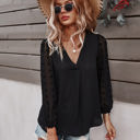 Large Black Dotted Sleeve Pleated Top