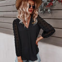 Small Black Dotted Sleeve Pleated Top