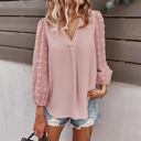 Large Pink Dotted Sleeve Pleated Top