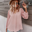 Small Pink Dotted Sleeve Pleated Top