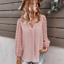 Small Pink Dotted Sleeve Pleated Top