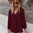 Large Red Dotted Sleeve Pleated Top