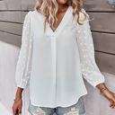 Small White Dotted Sleeve Pleated Top