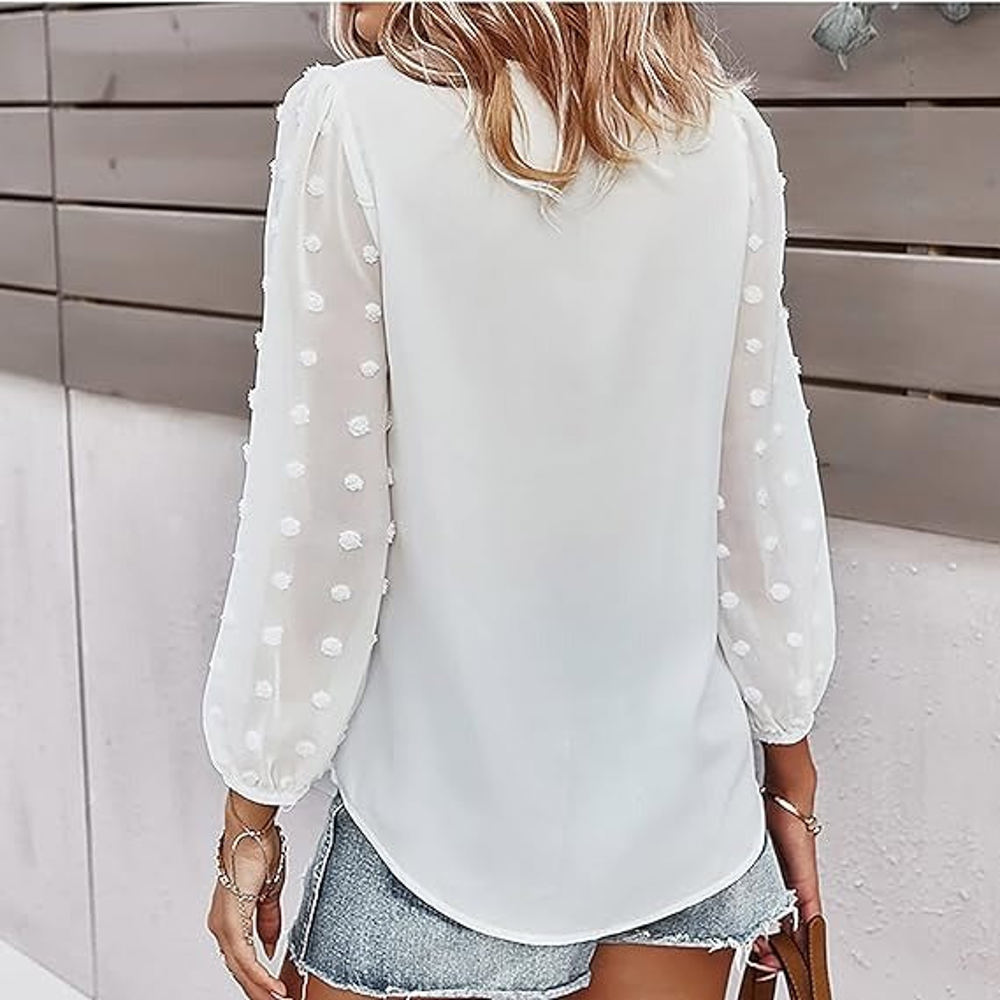 Dotted Sleeve Pleated Top