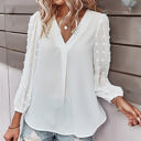 Small White Dotted Sleeve Pleated Top