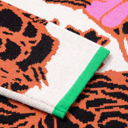  Khaki Floral Pattern Knit Quarter Zip Stand Neck Sweater