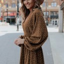 Large Brown Balloon Sleeve Dress