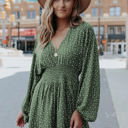 Large Green Balloon Sleeve Dress