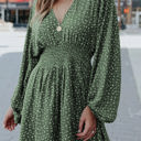 Large Green Balloon Sleeve Dress