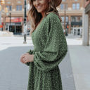 Large Green Balloon Sleeve Dress