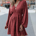 Large Red Balloon Sleeve Dress