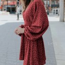 Large Red Balloon Sleeve Dress