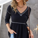 Small Black Waffle Babydoll V Top