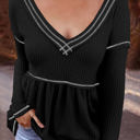 Small Black Waffle Babydoll V Top