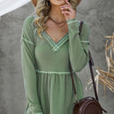 Small Green Waffle Babydoll V Top