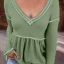 Small Green Waffle Babydoll V Top