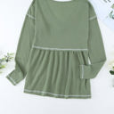 Small Green Waffle Babydoll V Top