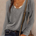  Ring Neck Long Sleeve Top