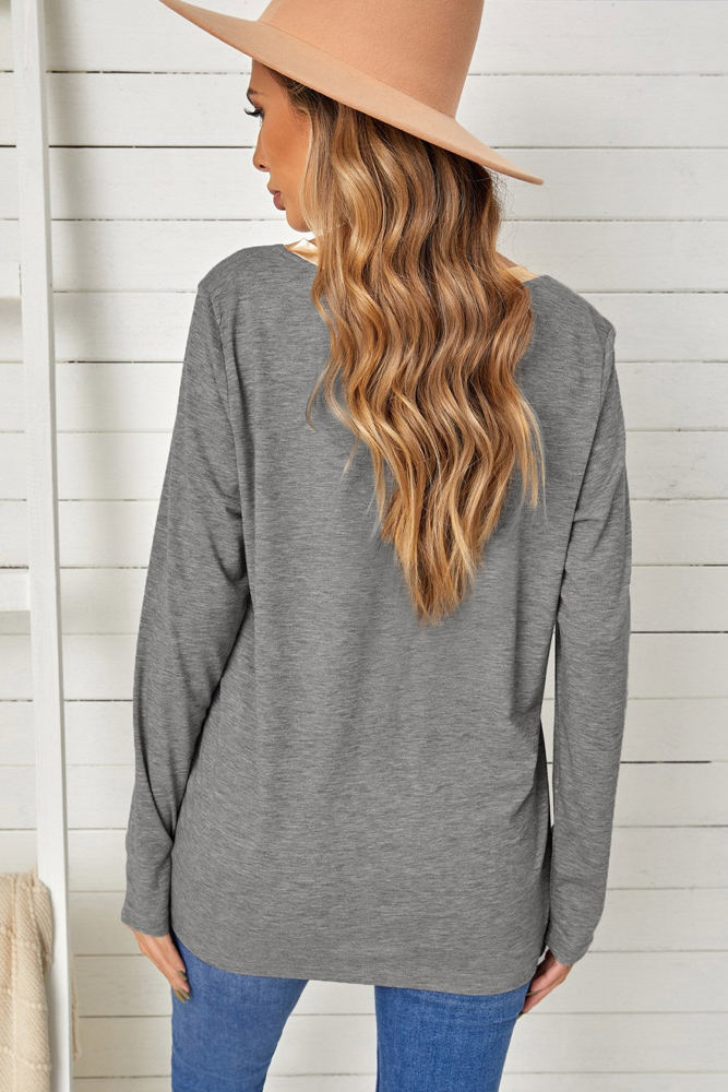 Ring Neck Long Sleeve Top