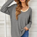  Ring Neck Long Sleeve Top