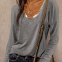  Ring Neck Long Sleeve Top